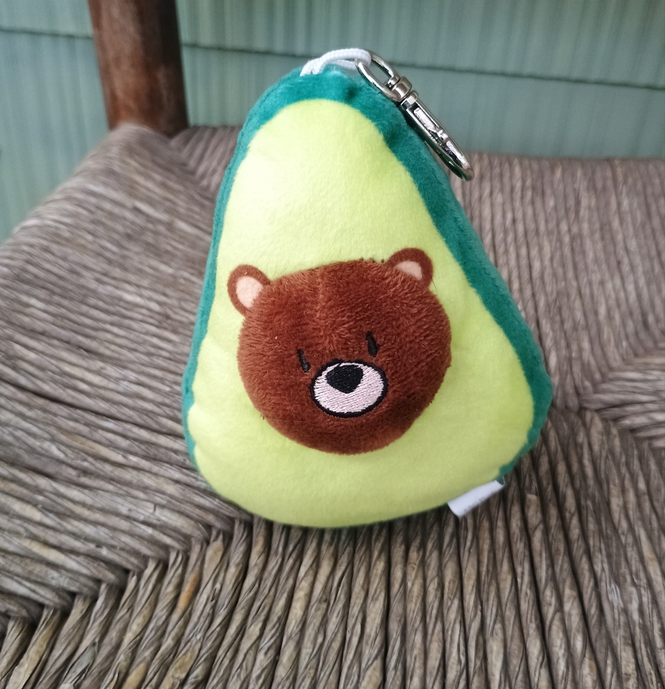 ABC Plush Avocado Keychain with Bear Design Backpack Accessory Stuffed Animal 5" - Picture 3 of 10